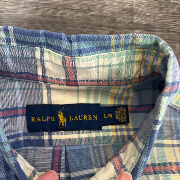 Ralph Lauren Green Blue Tartan Mens L Multi Pony Cotton Oxford Button Down Shir2 - Picture 4 of 10